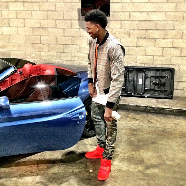 Nick Young wearing Nike Air Yeezy II 2 Red October