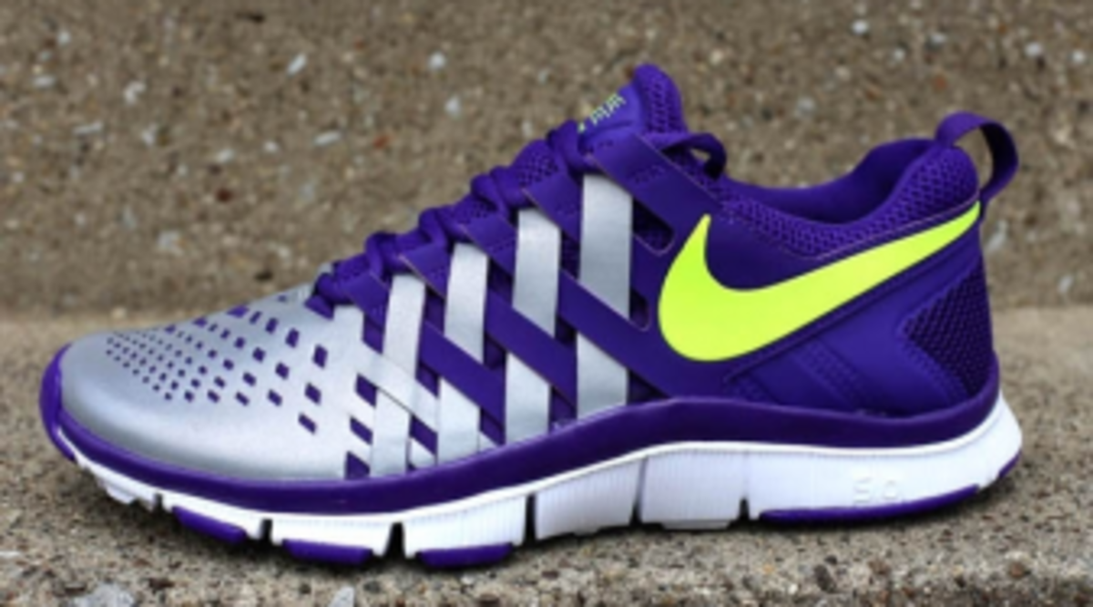 purple and white nike trainers