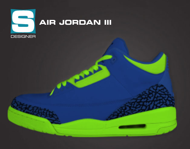 Sole Designer // Air Jordan III 3 Terrell Owens PE Seattle Seahawks Blue