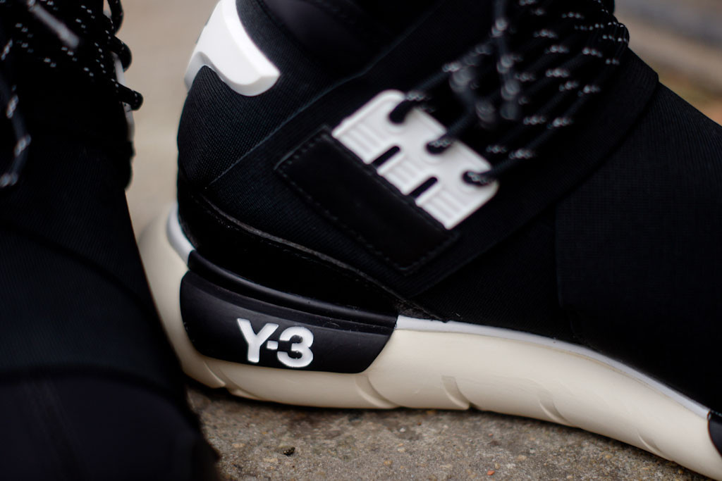 adidas yohji yamamoto y-3 qasa high in black and white detail