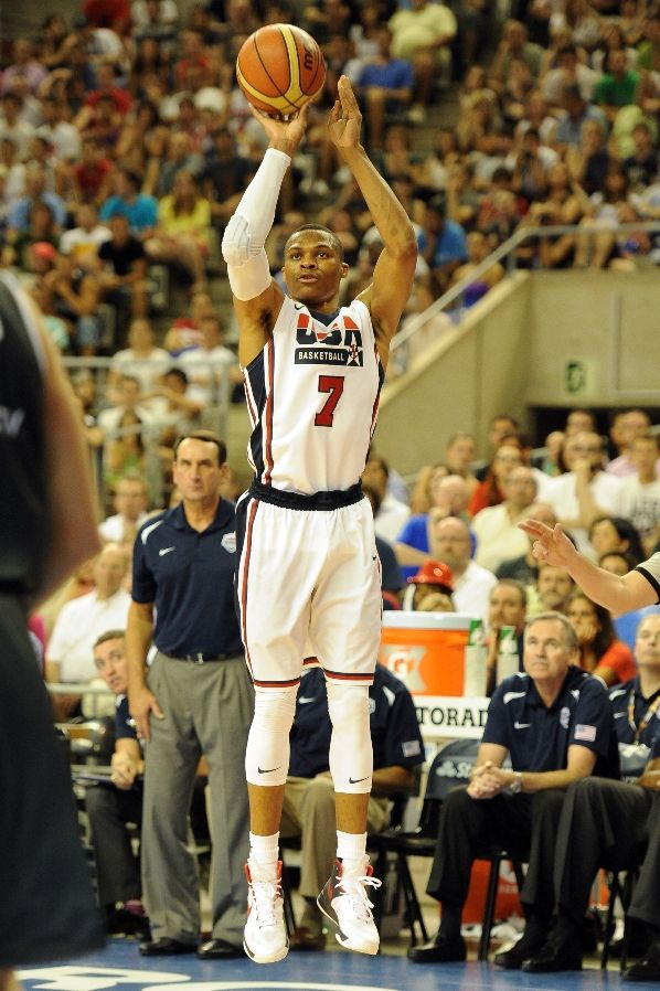 Russell Westbrook wearing Nike Zoom Hyperfuse 2012 USA