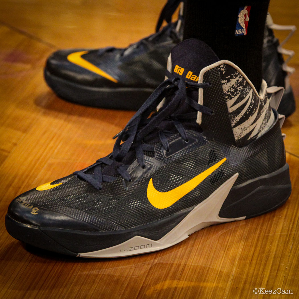 Sole Watch // Up Close At Barclays for Nets vs Pacers - Roy Hibbert wearing Nike Zoom Hyperfuse 2013 PE