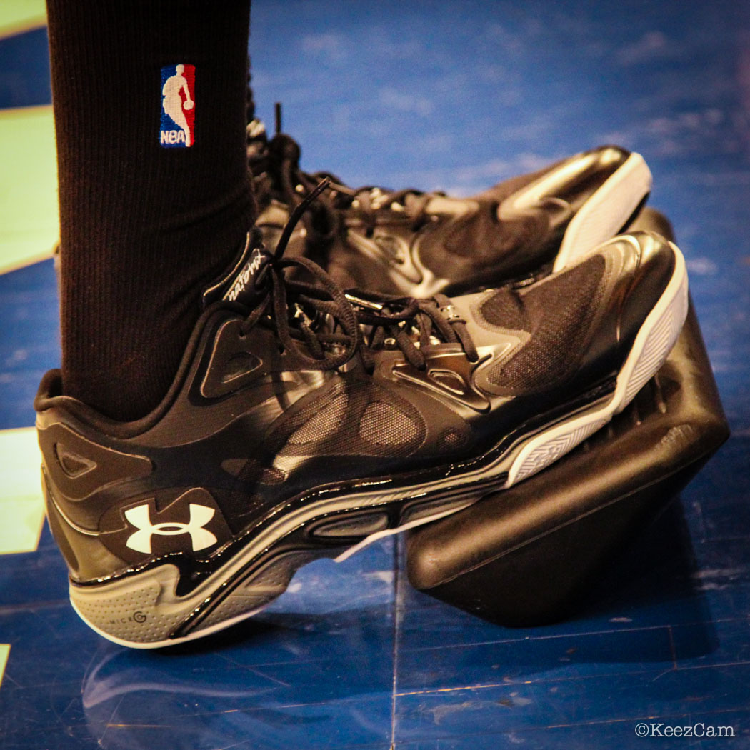 Seth Curry wearing Under Armour Anatomix Spawn Low