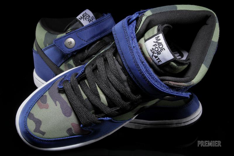 Made for Skate x Nike Dunk Mid Pro in Old Royal and Camo tongue tag