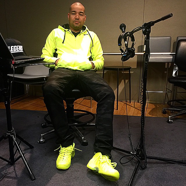 DJ Envy wearing Nike Air Foamposite Pro Volt
