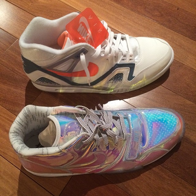 JR Smith Picks Up Nike Air Trainer 1 Silver Speed & Nike Air Tech Challenge II Clay Blue