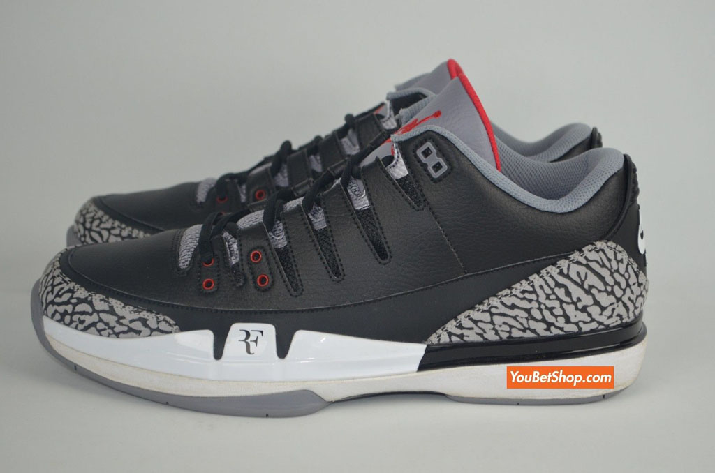 Roger Federer's Nike Zoom Vapor AJ 3 Black Cement PE (1)