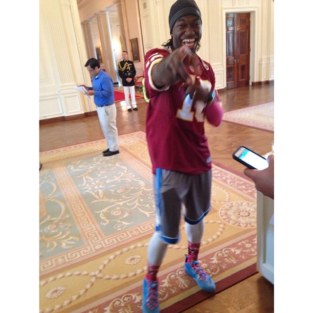 RG3 wearing adidas Cleats to the White House