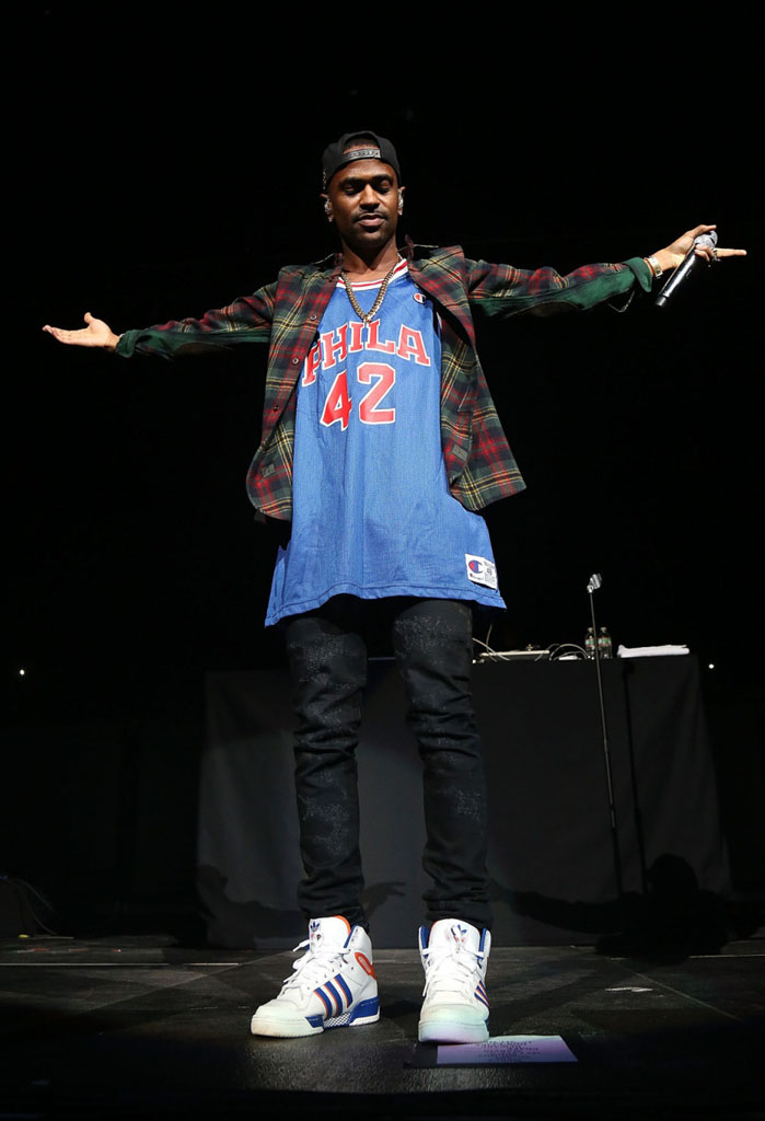 Big Sean wearing adidas Originals Attitude Hi Knicks