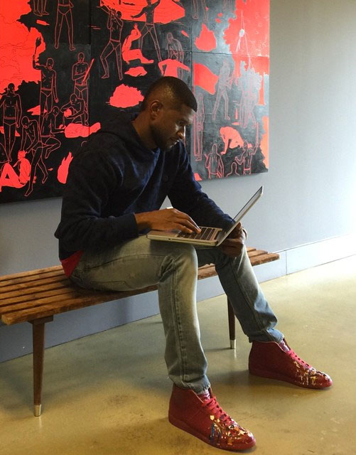 Usher wearing Maison Martin Margiela Paint Splatter Sneakers