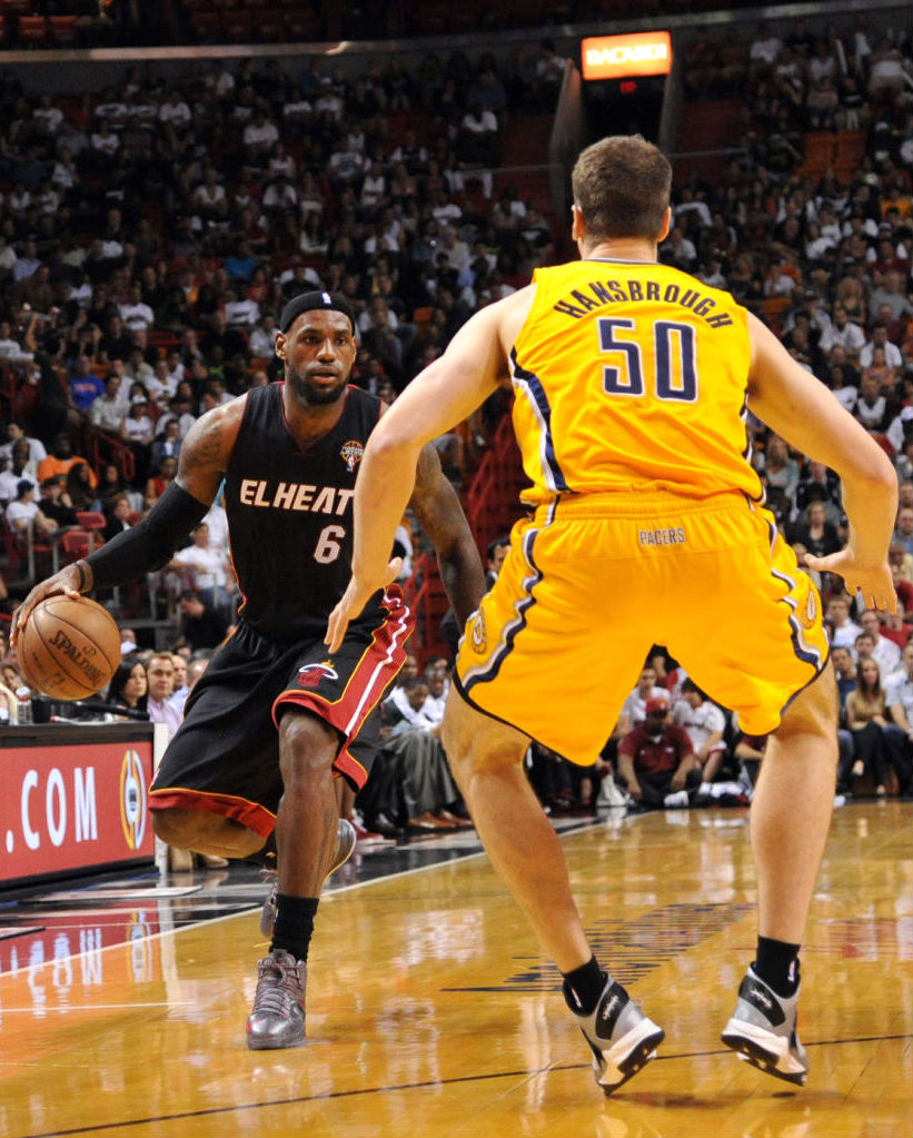 Tyler Hansbrough wearing Nike Zoom Soldier VI; LeBron James wearing Nike LeBron X PE