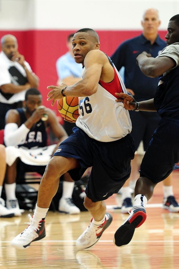 Russell Westbrook wearing Nike Zoom Hyperfuse 2010 USA