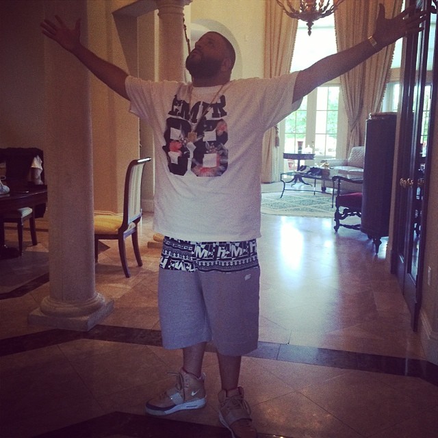 DJ Khaled wearing Nike Air Yeezy Net