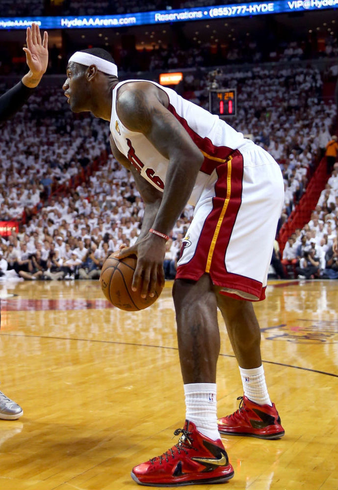 LeBron James Wears Red/Gold Nike LeBron X PS Elite For Game 1 (8)