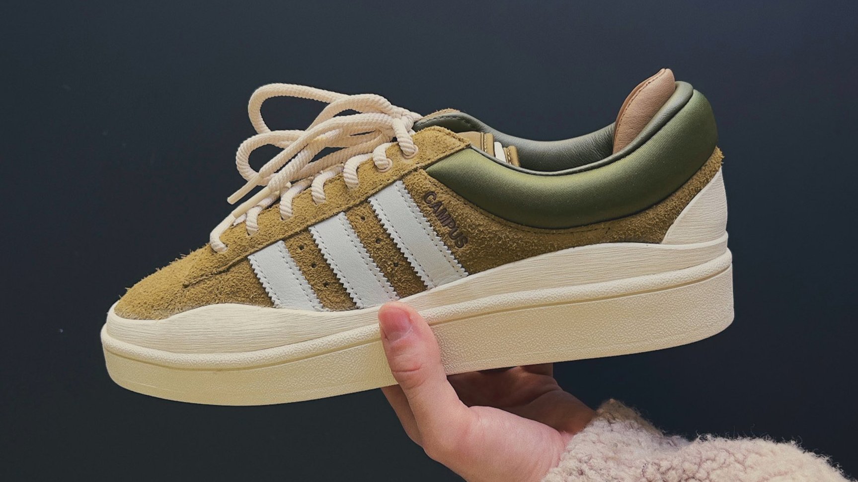 Detailed Look at the 'Olive' Bad Bunny x Adidas Campus