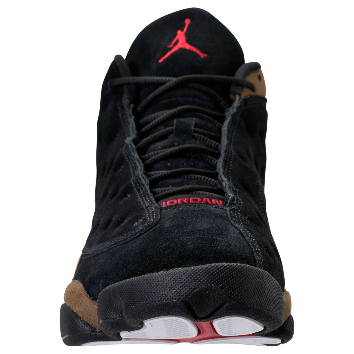 olive green and red jordans