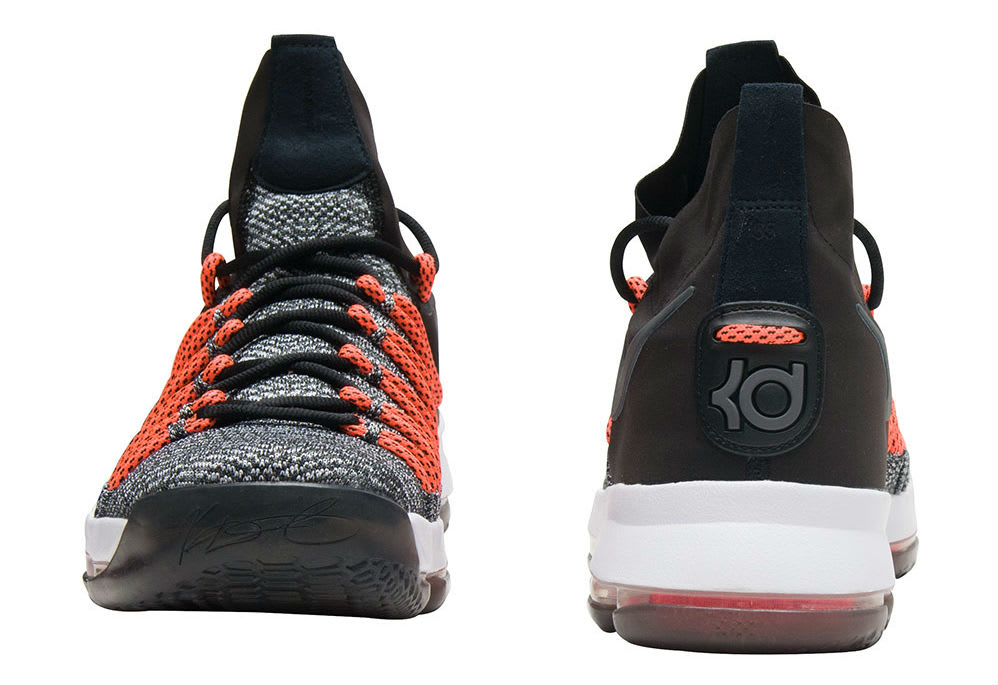 Nike KD 9 Elite Black White Dark Grey Hyper Orange Release Date Heel  878637-010