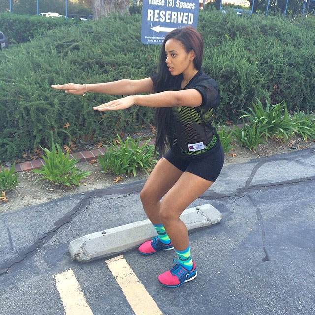 Angela Simmons wearing Under Armour Toxic 6