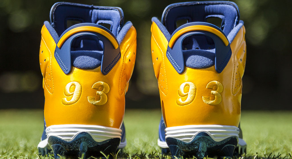 Dwight Freeney's Air Jordan VI 6 Chargers PE Cleats (2)