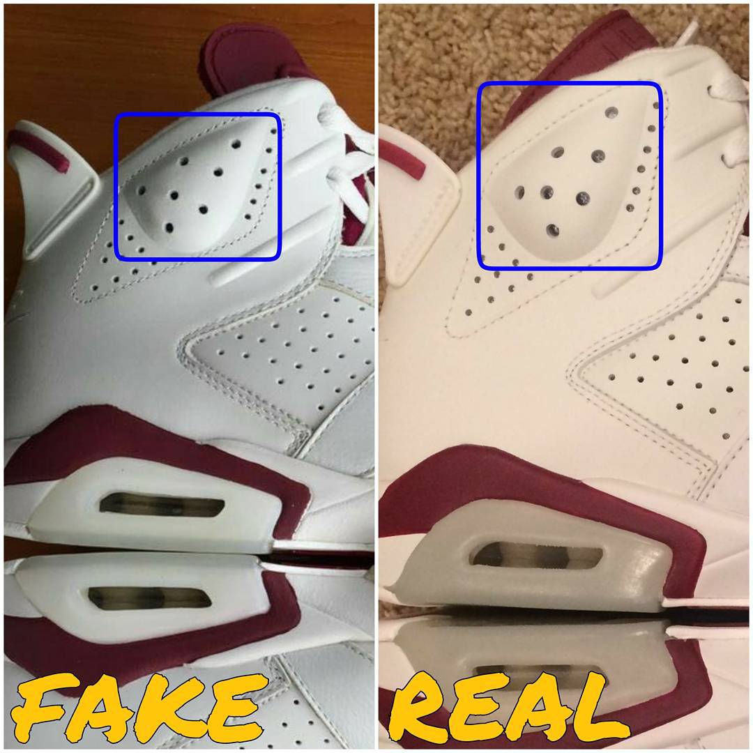 Maroon' Air Jordan 6s Are Real or Fake 