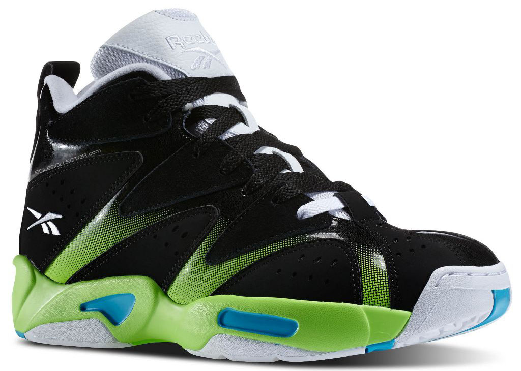 Reebok Kamikaze 1 Black White Green Blue Complex