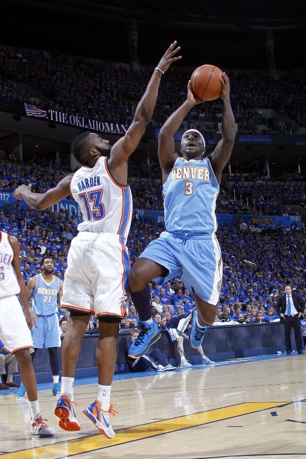 Ty Lawson wearing the Nike LeBron 8 V/2; James Harden wearing Nike Zoom Kobe VI iD