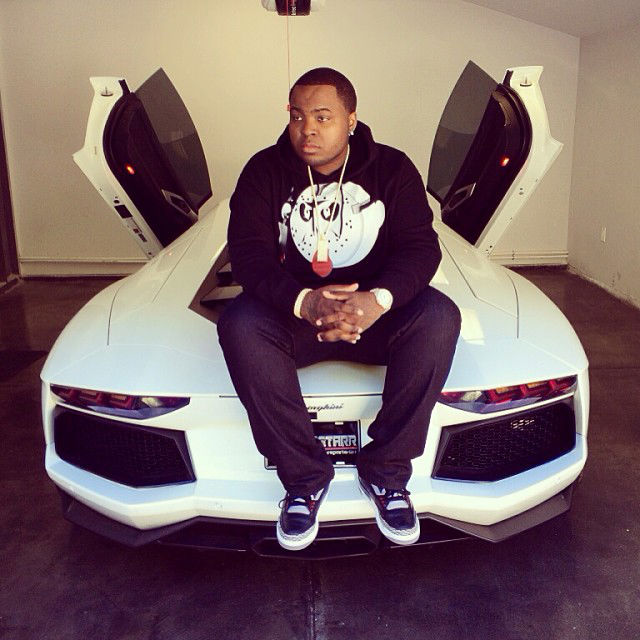 Sean Kingston wearing Air Jordan 3 III Retro Black Cement