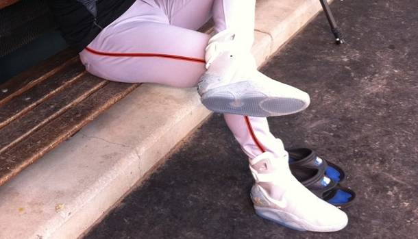 San Francisco Giants Pitcher Brian Wilson Wears Back to the Future Nike MAG Shoes at Practice  