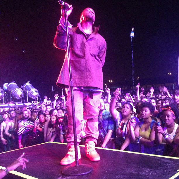 Kanye West wears Nike Air Yeezy 2 All-Red at Governor's Ball (4)