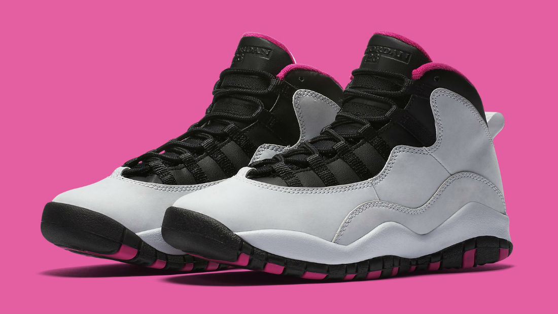 grey and pink jordan 10