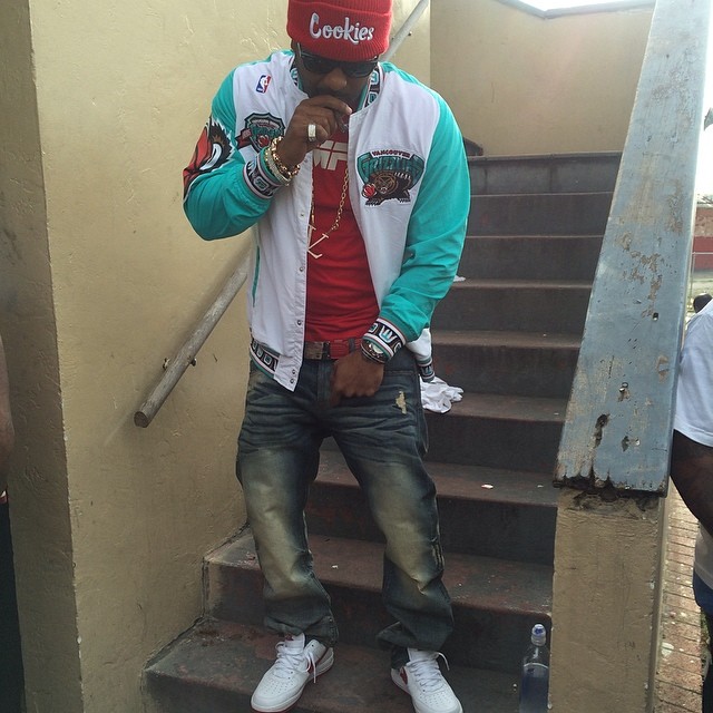 Jim Jones wearing Nike Air Force 1 Low White/Red