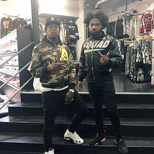 Trinidad James wearing Air Jordan XIV 14 Forest Green