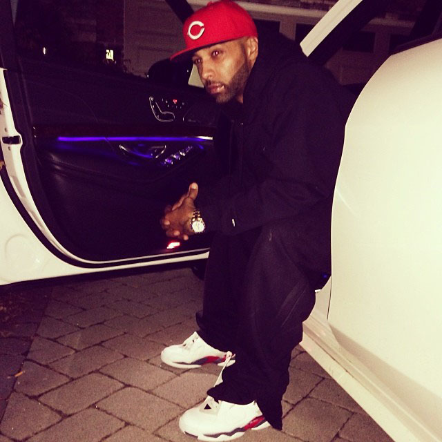 Joe Budden wearing Air Jordan 8 Retro Bugs