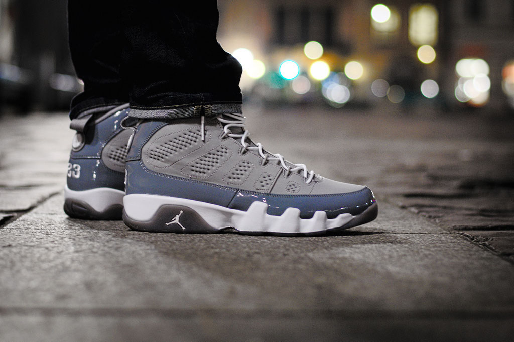 maras in the 'Cool Grey' Air Jordan IX 9 Retro