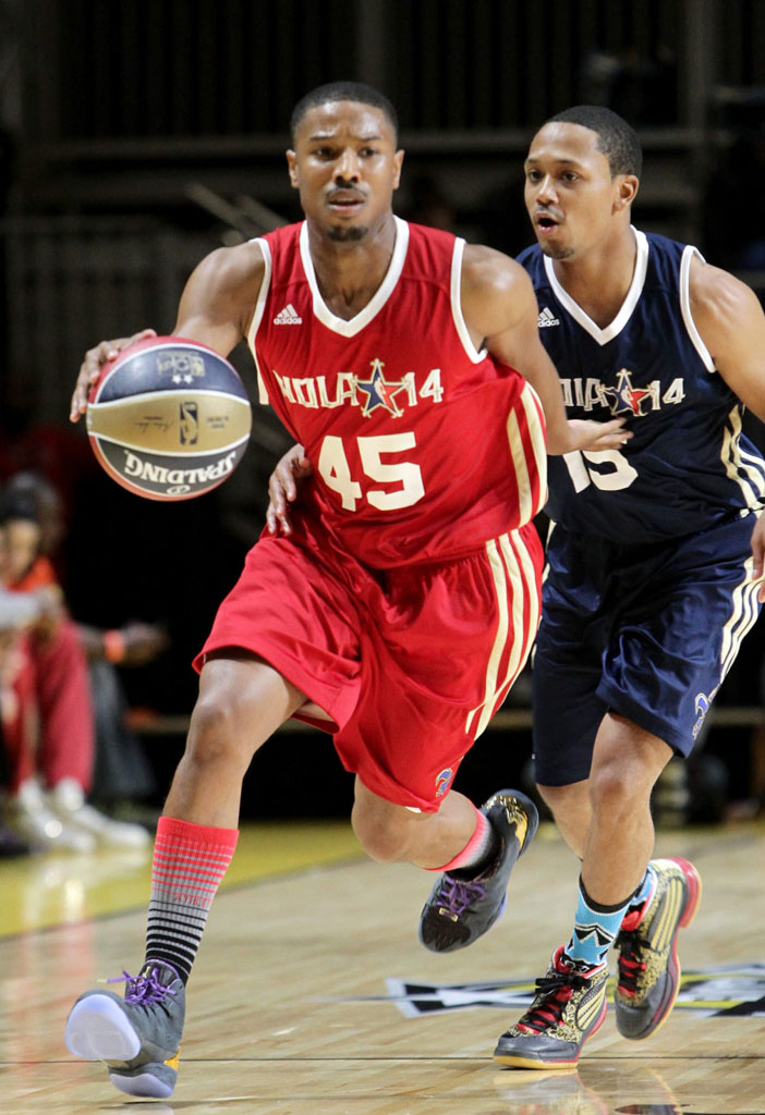 Michael B. Jordan wearing Jordan Melo M10 BHM