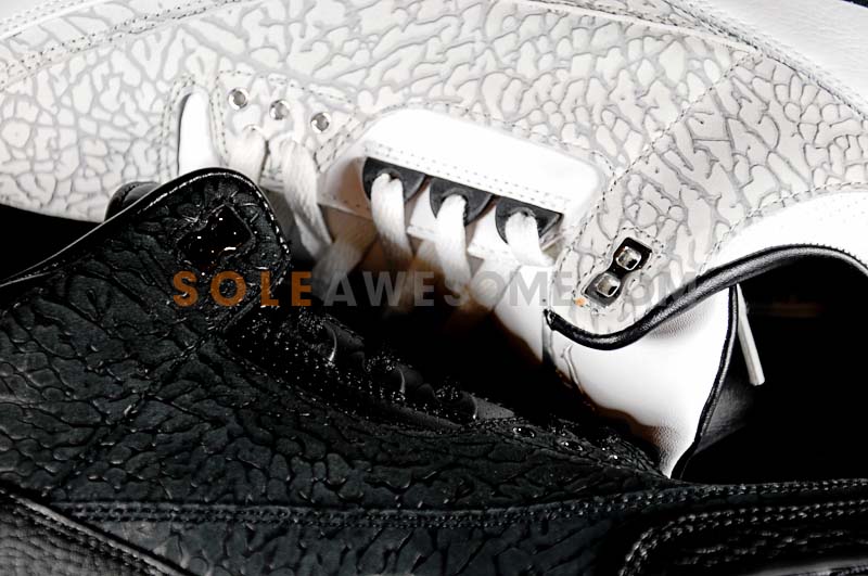 Air Jordan Retro 3 Flip - Black & White Comparison Photos