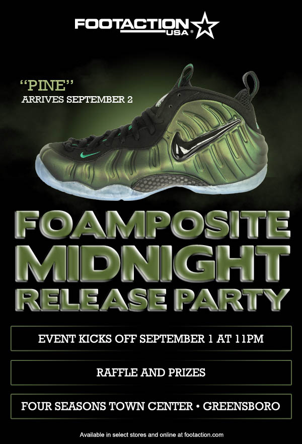 Nike Air Foamposite Pro "Dark Pine" Midnight Release Events at Footaction