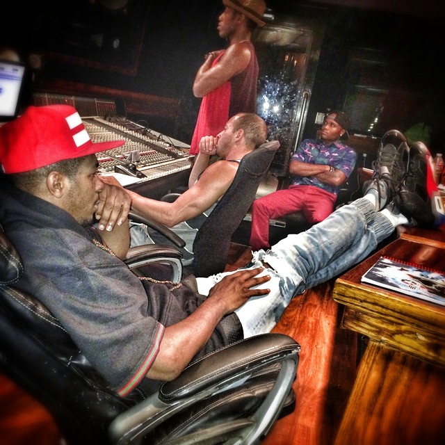 King Los wearing Air Jordan VI 6 Pistons