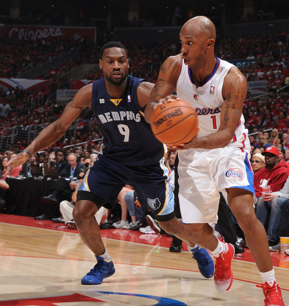 Chauncey Billups wearing adidas Crazy Fast; Tony Allen wearing adidas Rose 3