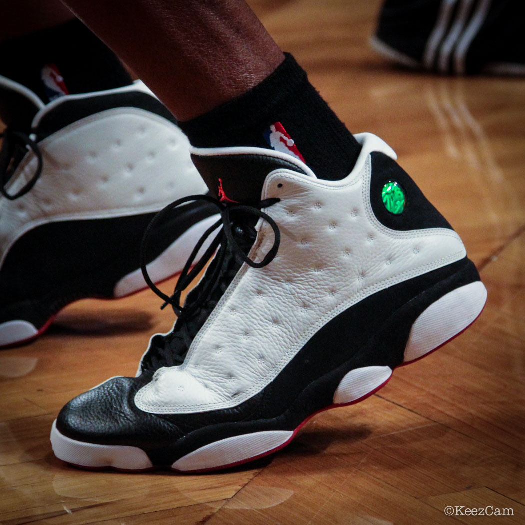 Sole Watch // Up Close At Barclays for Nets vs Heat - Ray Allen wearing Air Jordan 13 He Got Game (2)