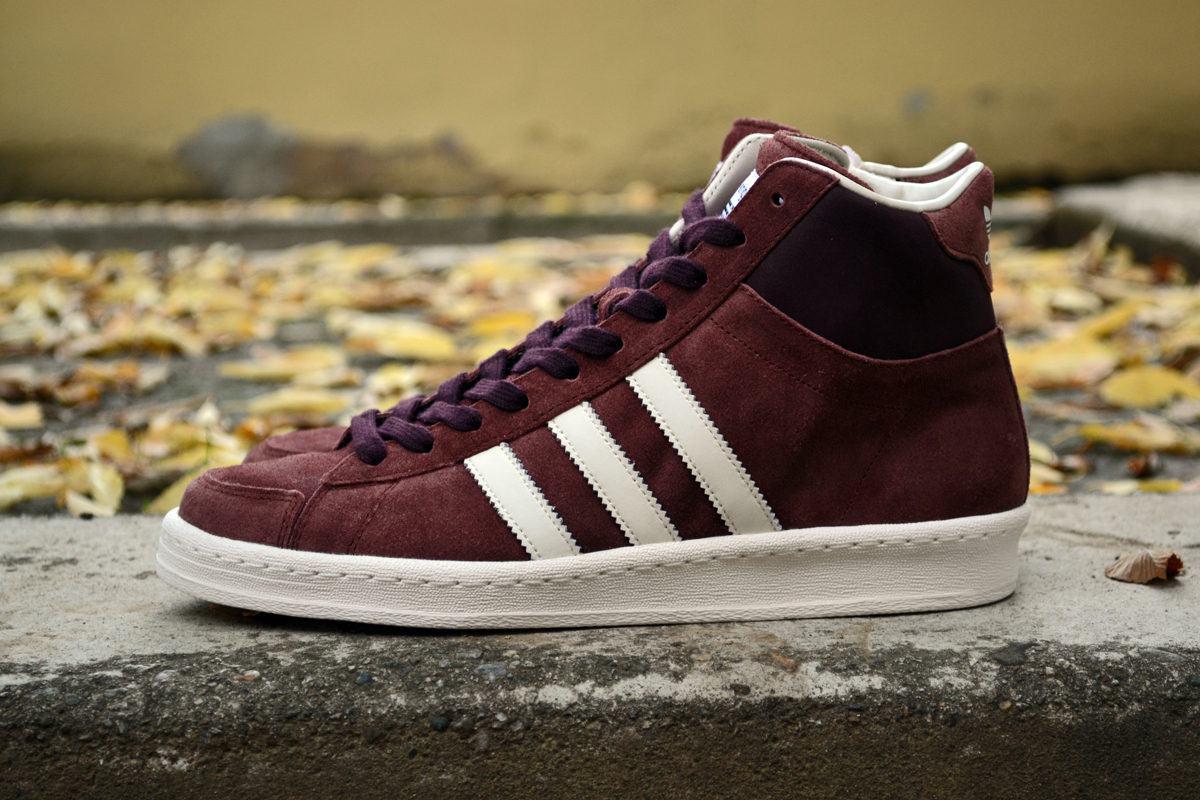 Burgundy high top adidas pro model sale