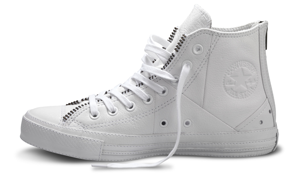 White leather hotsell converse with zip