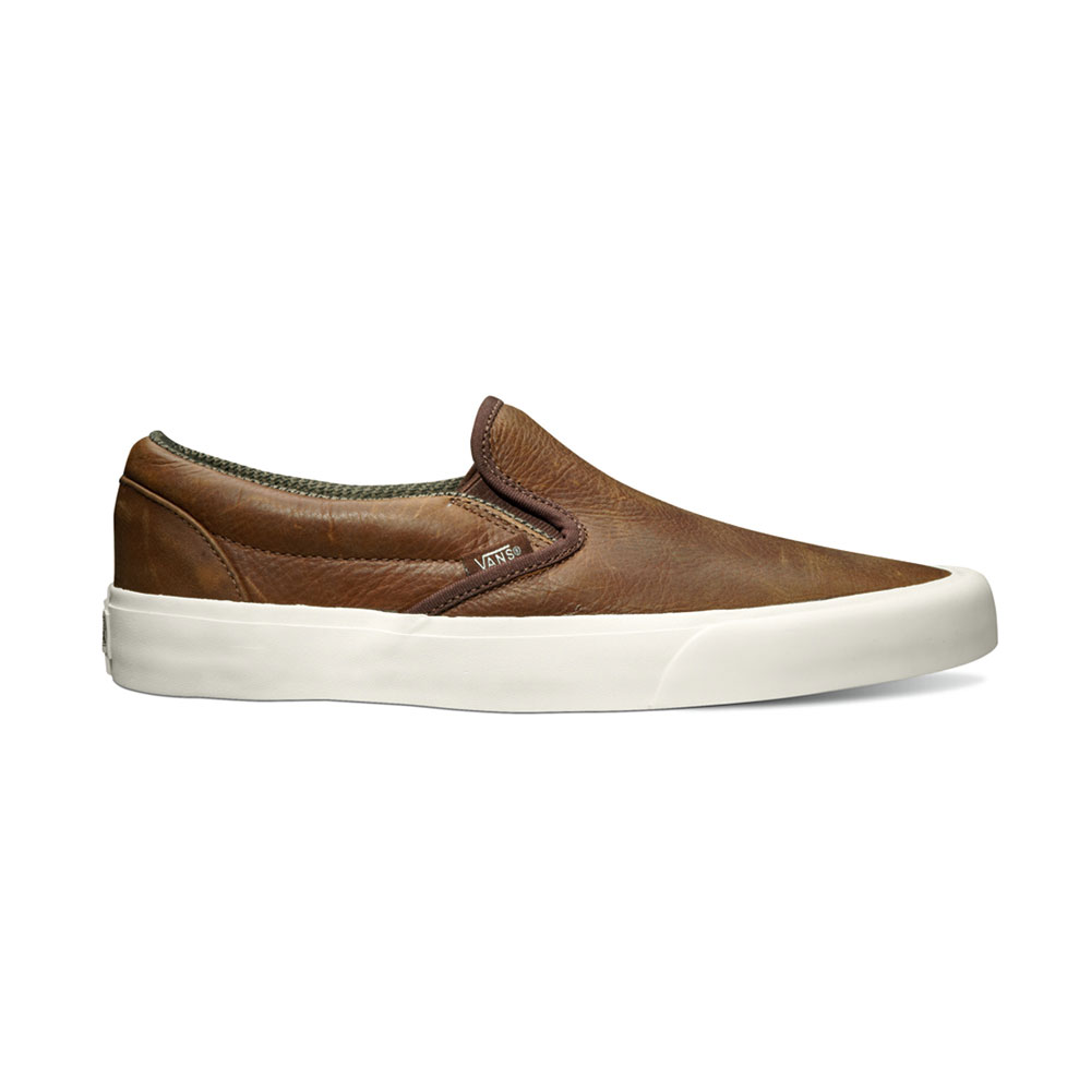 Vans brown clearance leather slip on