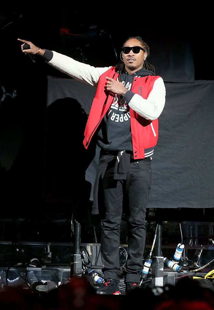 Future wearing Air Jordan 6 VI Retro Varsity Red