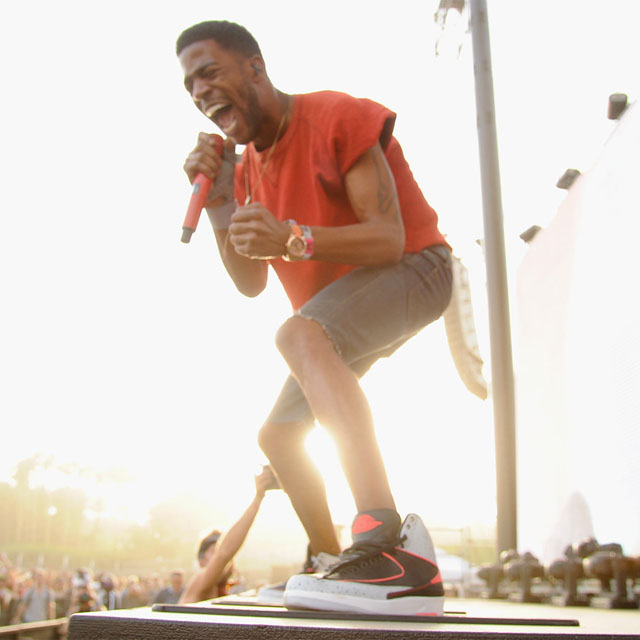 Kid Cudi wearing Air Jordan II 2 Infrared