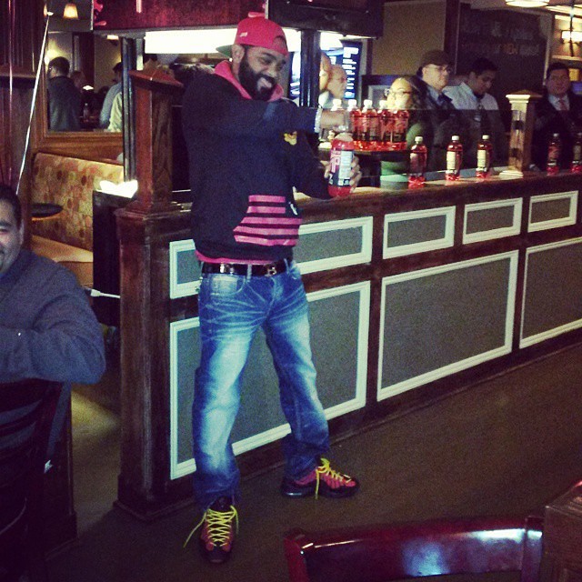 Jim Jones wearing Nike Air Bakin Red