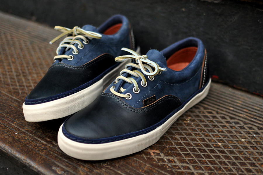 Navy leather outlet vans