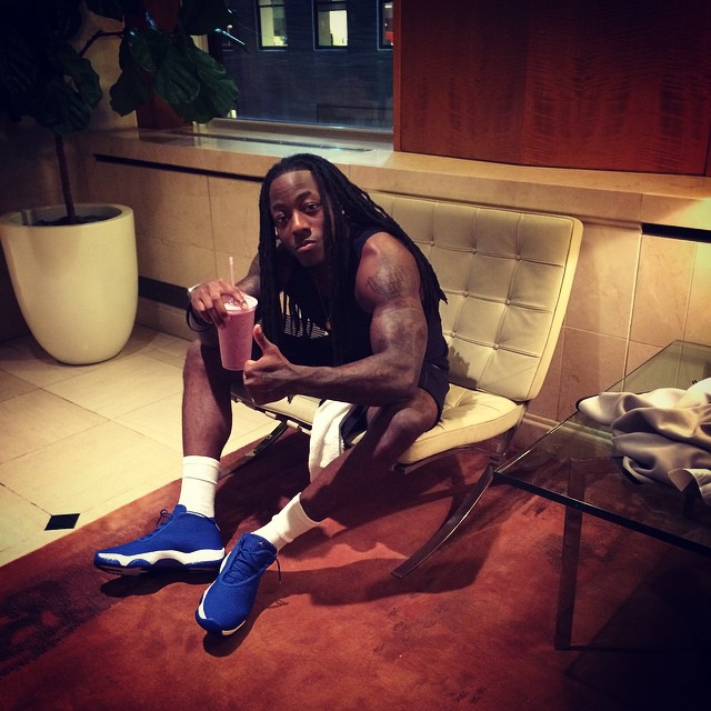 Ace Hood wearing Air Jordan Future Royal