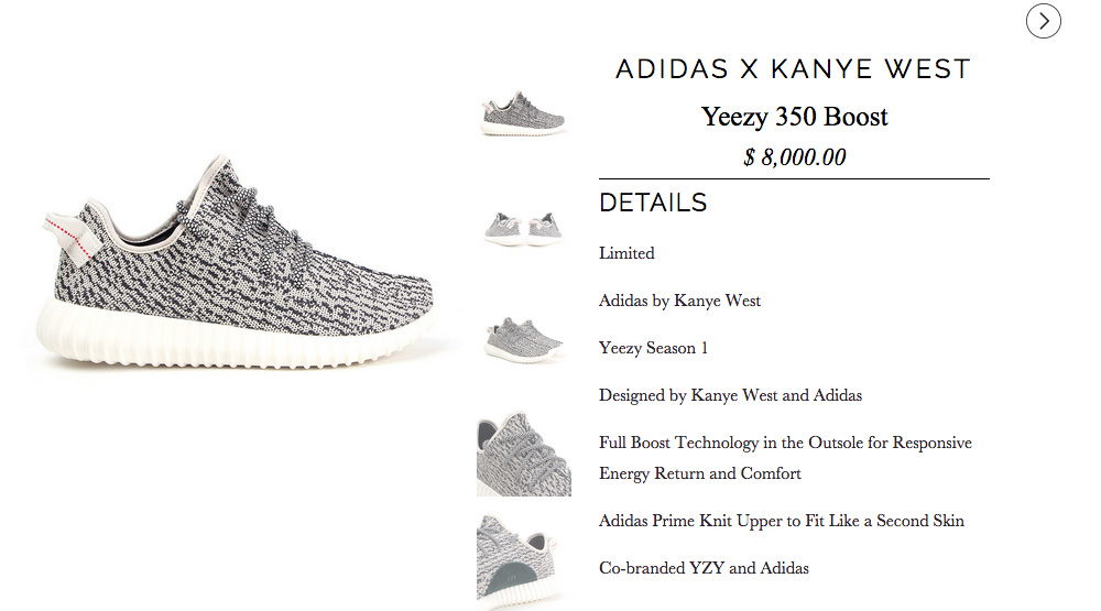 adidas Yeezy 350 Boost Selling for $8000 in a Size 5 at Hampton Luxury