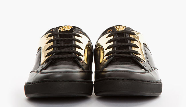 gold and black versace shoes